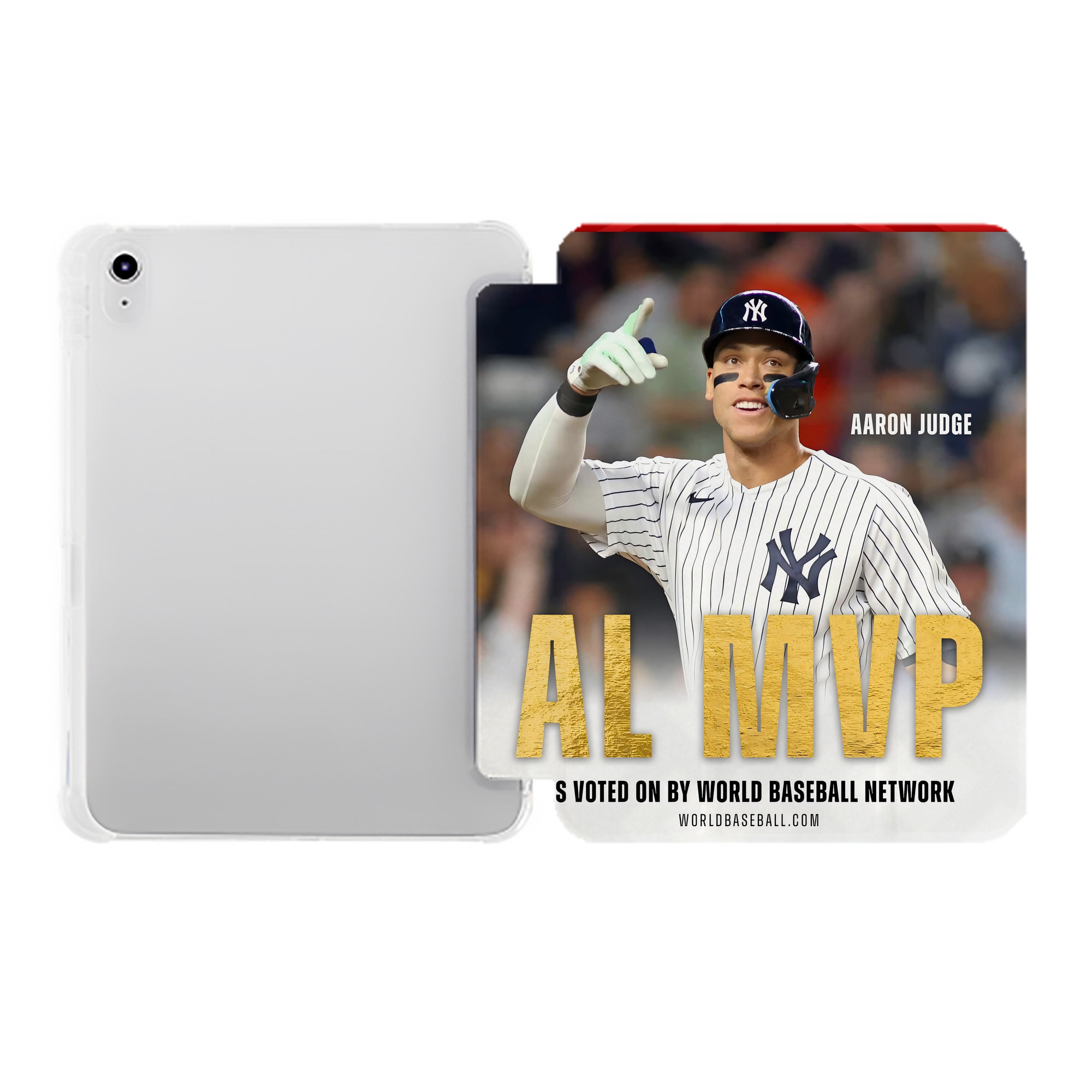 Aaron Judge MVP Premium Tri-Fold PU Leather & Silicone IPad Case With Pencil Slot – Fits 9.5,10.5,10.9 – Adjustable Stand, Slim, Protective